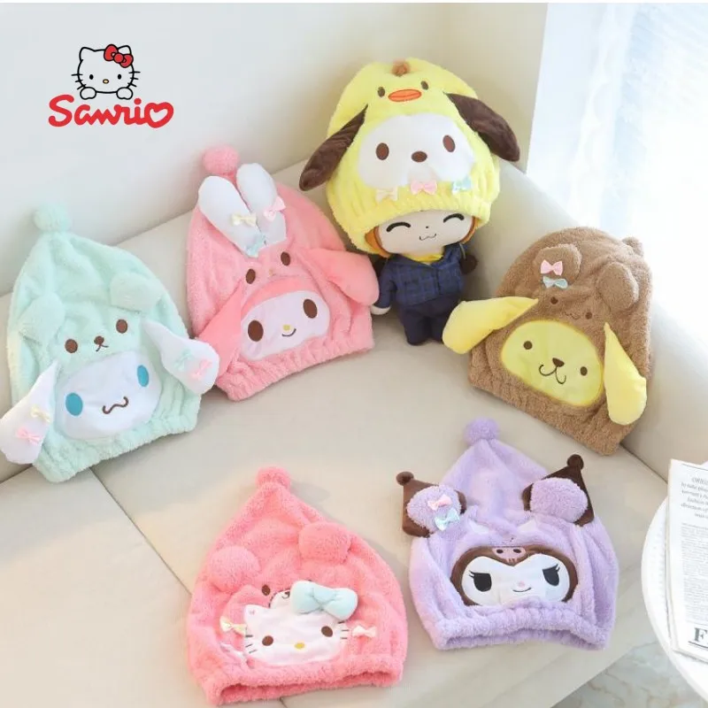 

Sanrio Kawaii Anime Cartoon Cute Melody Cinnamon Roll Dry Hair Cap Soft Absorbent Hair Care Turban Shower Cap Girls Wholesale