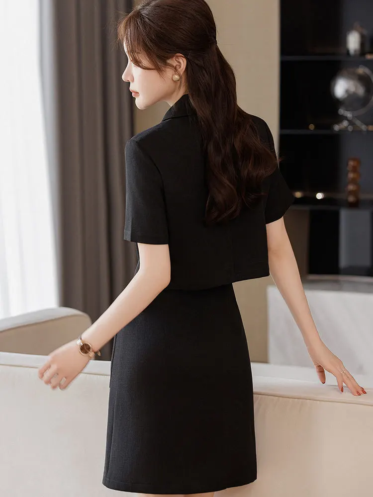 Короткий Свободный Топ-рубашка с коротким рукавом и юбка Модель 1063 на лето 2020