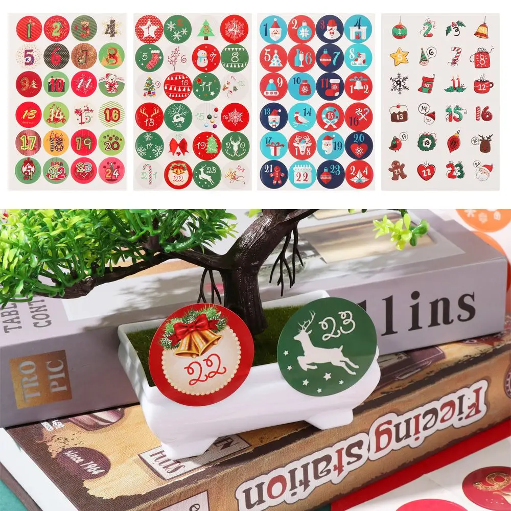 

Multi-Function Adhesive Label Candy Cookie Gift Packaging Sealing Advent Calendar Number Stickers Merry Christmas Paper Stickers