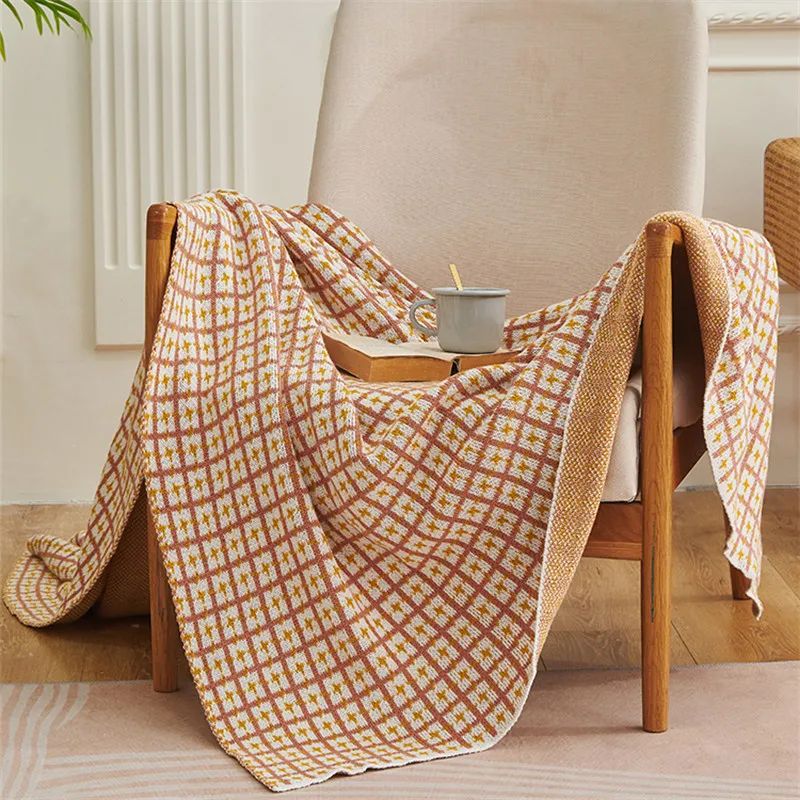 

Plaid Colorful Nordic Spring and Autumn Cotton Bed Nap Air Conditioning Blanket