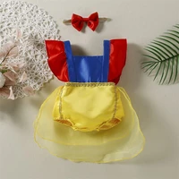 disney snow white princess clothes baby girl romper tulle ruffle jumpsuit with bow headband birthday party costumes