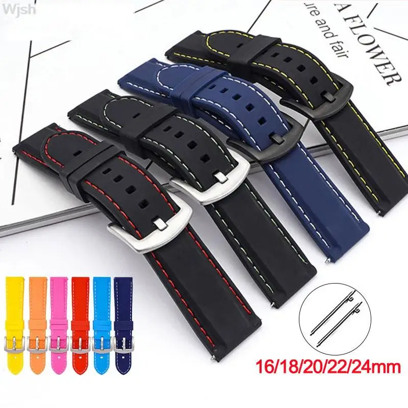 

Ремешок быстросъемный для Samsung Huawei watch gt 2/ 2e Pro Galaxy watch 3, силиконовый универсальный браслет, 16/18/20/22/24 мм
