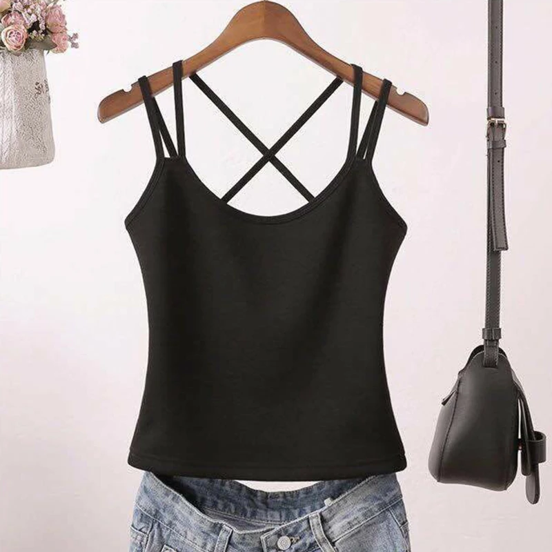 

Женские майки с двойными бретельками, Дамская кофта, подходящий ко всему Топ