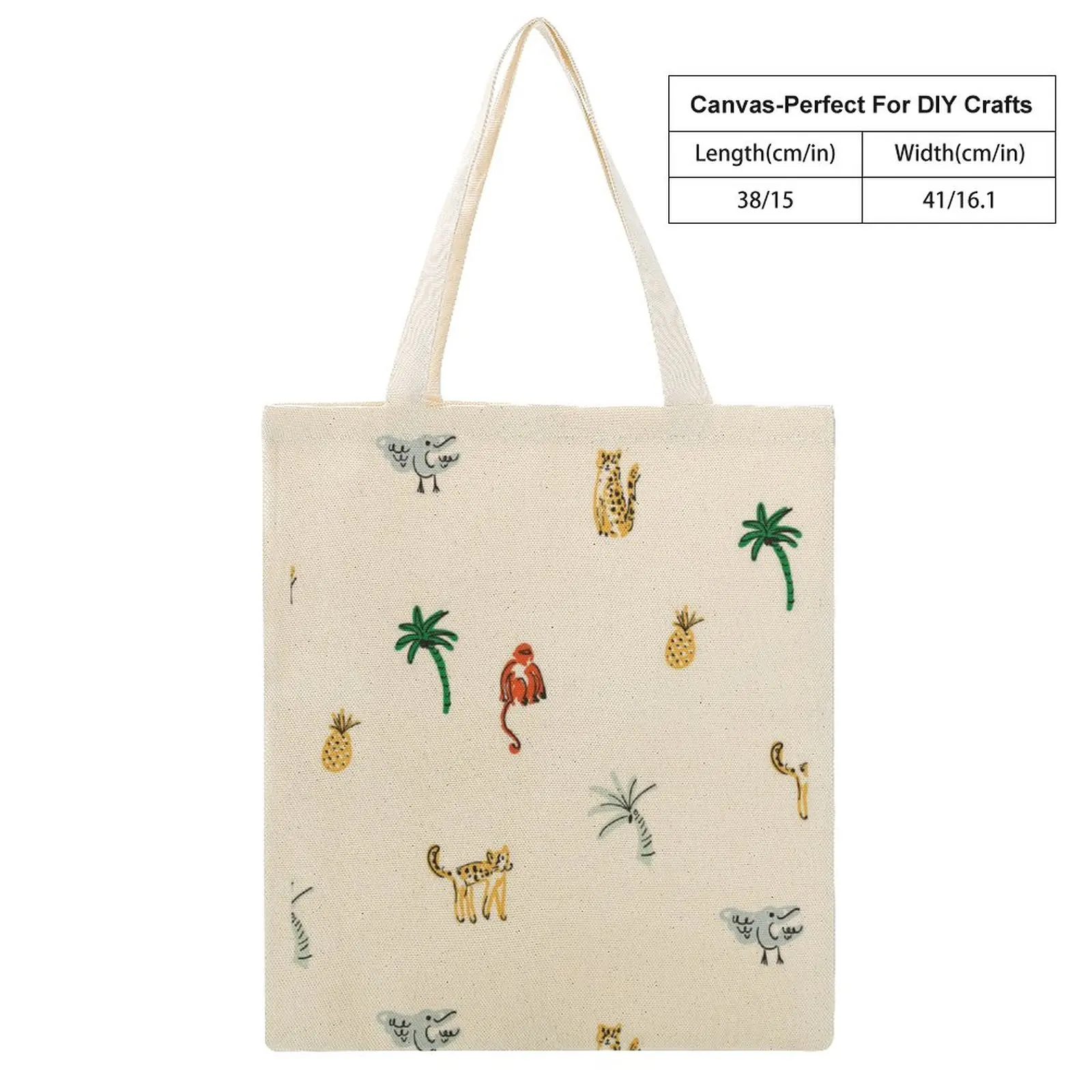 Customized Canvas Bags Shopper Shoulder Bag Shopping Tote Handbags Casual Animal Embellishment Print Grocery Bags Custom Pattern