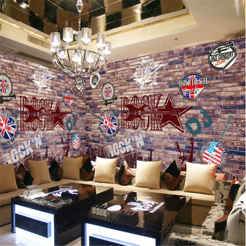Современная музыка Ресторан кирпичная стена каменная s промышленный Декор KTV бар