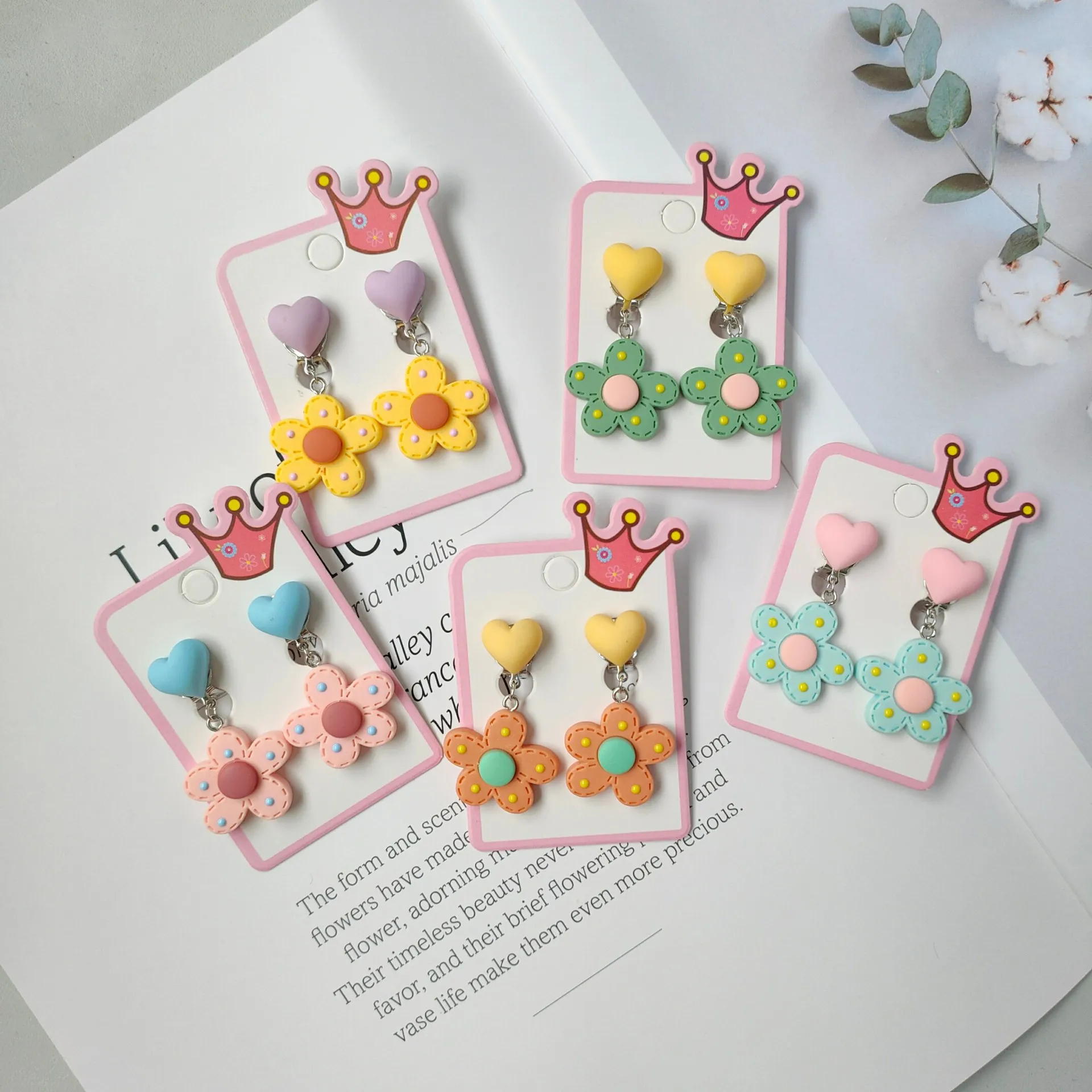 

Cute Christmas Gifts Earring Lovely Flowers Kids Children Cute Non Piercing Girls Party Colorful Earrings