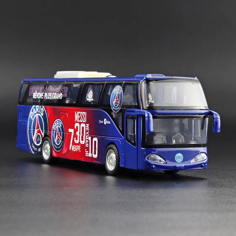 

1:32 Alloy Car Model Paris Saint-Germain Team Bus Sound And Light Metal Toys Collection Ornaments Children's Birthday Gifts