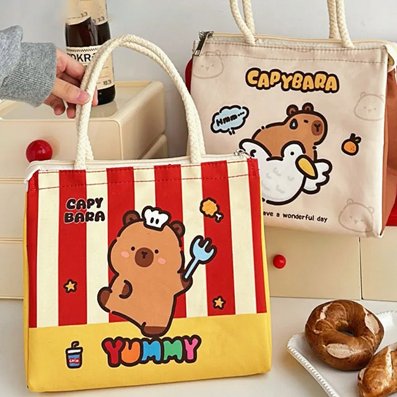 Kawaii Cartoon Lunch Box Bag Изолированная сумка-тоут Bento Сумки для обеда женщин