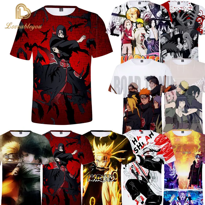 

Mens Women Anime Naruto T-Shirt Anime Clan Uchiha Japanese Anime Male Black T-Shirt