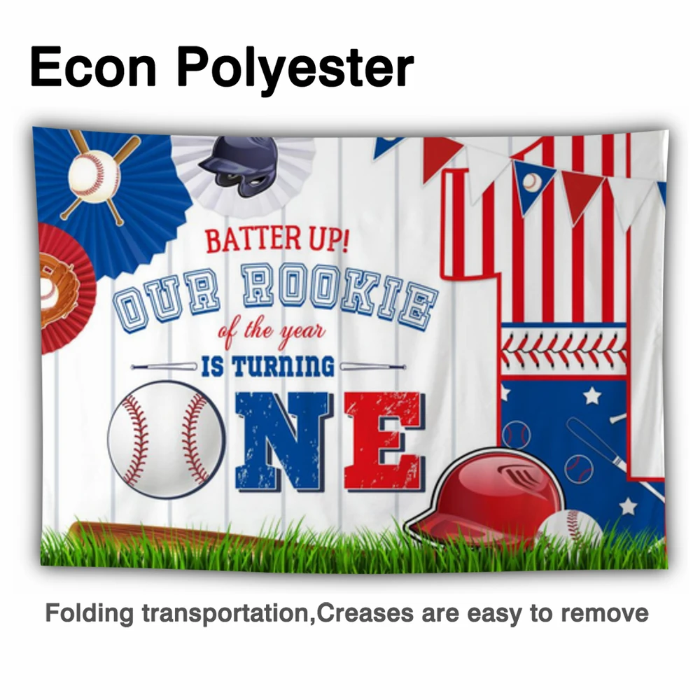 Allenjoy Baseball 1st One Year Birthday Banner Party Background Sports Baby Shower Boy Wood White Stripe Photophone Backdrop |