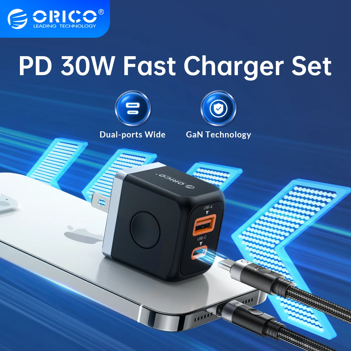 ORICO PD 30 Вт зарядный набор USB C кабель быстрое зарядное устройство 2.4A Быстрая зарядка провод для iPhone iPad Type-C набор кабельных комплектов штепсельная вилка США