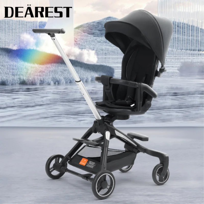 DEAREST Baby Stroller Portable Foldable Baby Pram High Landscape Outdoor Stroller Two Way Rotation Adjustable Baby Cart Travel