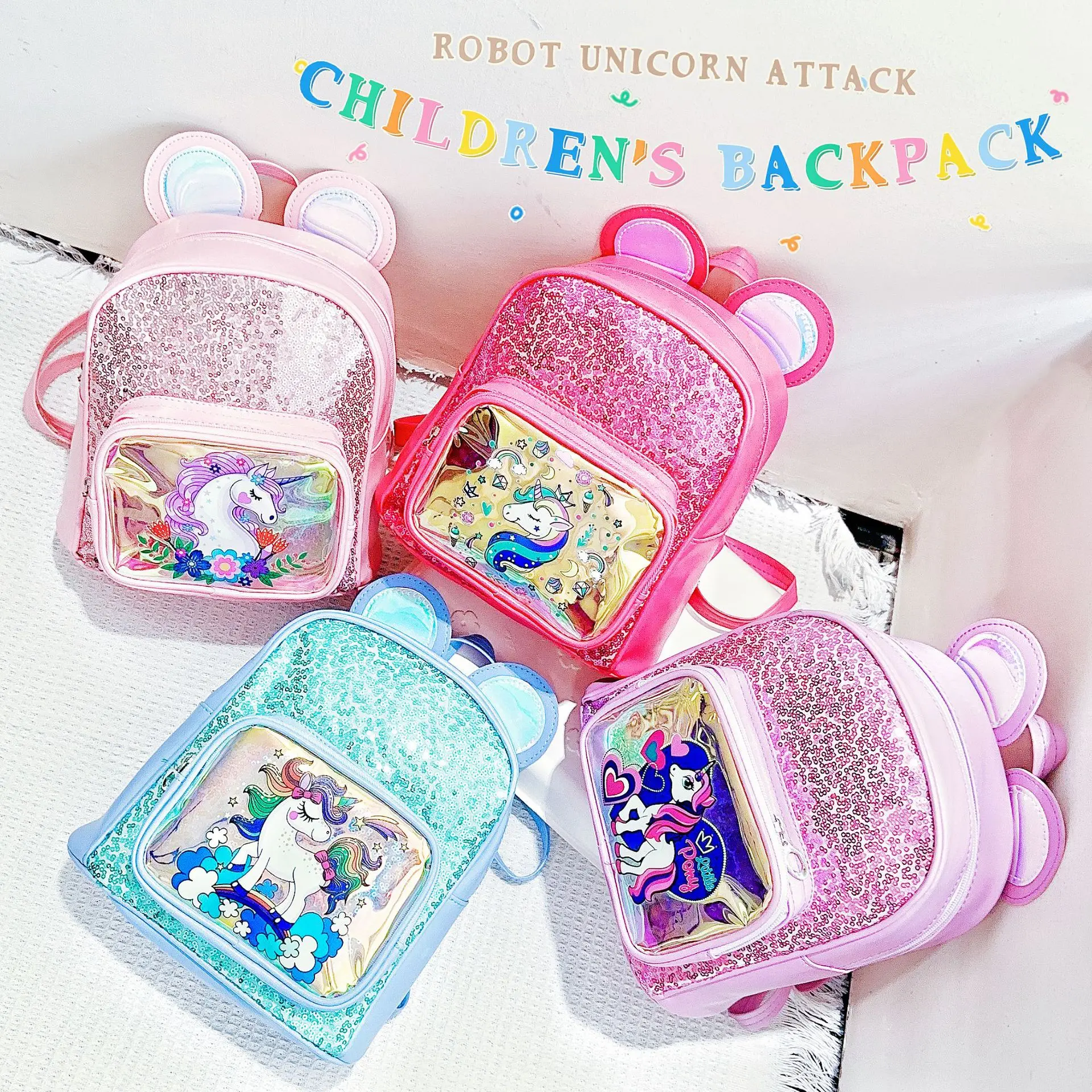 Детский Рюкзак С Единорогом И Стерео Ушками Креативный Мультяшный Дизайн Пони