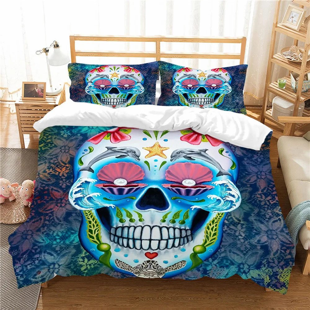 

2 или 3 шт., набор мягких пододеяльников с принтом черепа, 1 пододеяльник и 1/2 наволочек