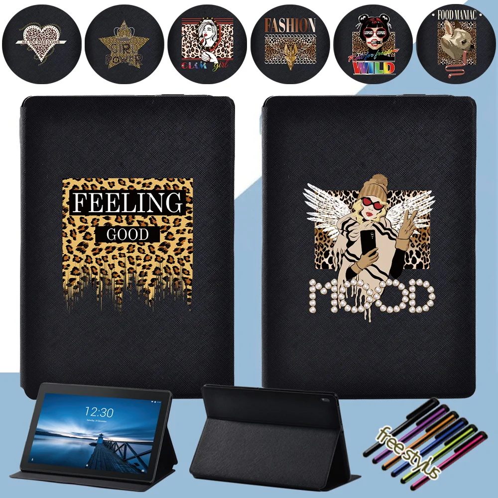 

Tablet Case for Lenovo Tab E10 M10 PU Leather Cover for Lenovo Smart Tab M10 FHD Plus Leopard Pattern Protective Shell