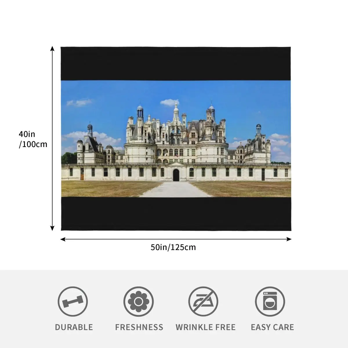Фото Плед Chateau de Chambord 01, уютное одеяло для путешествий, подходит для самолета и поезда №4