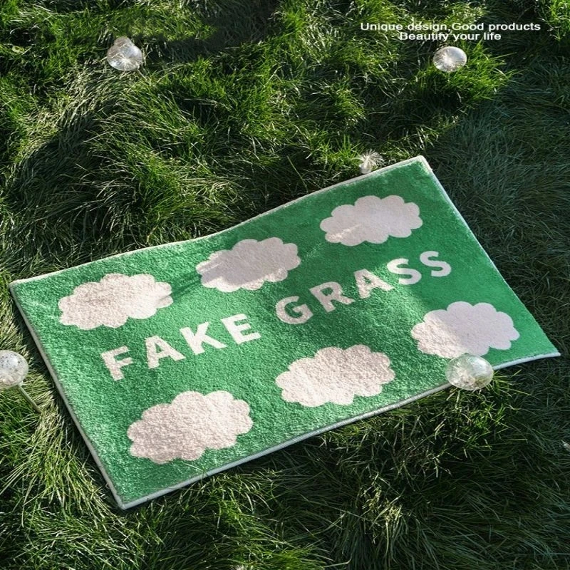 

Nordic Green Rug Creative Fake Grass Carpet Doormat Entrance Bathroom Rug Carpet Living Room Bedroom Rug Cute Room Decor