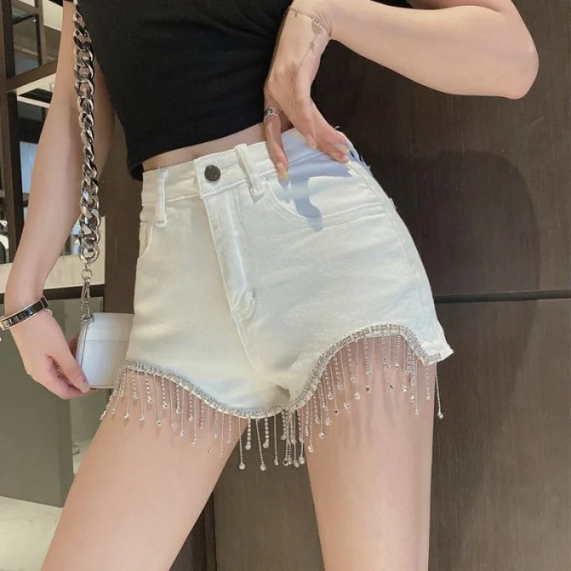 

Summer Super Shorts Women's 2023 Slim New Summer High Waist Wide Leg Relaxed Slim Heavy Industry Tassel Pant Trend