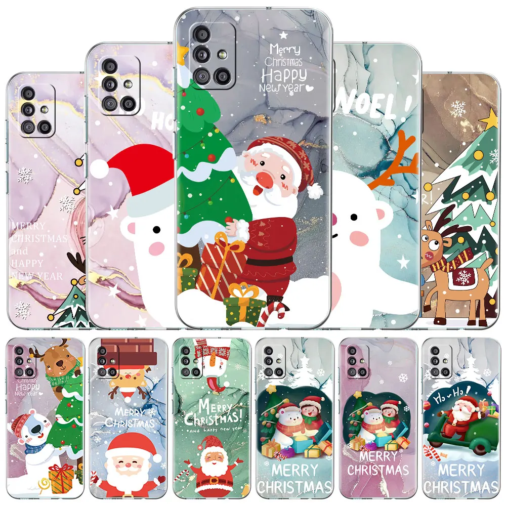 

Marble Cute Santa Snowman Case for Samsung Galaxy A52 4G 5G A51 A12 A32 A21s A22 A31 A50 A71 A53 A23 A13 A72 A41 A20e A02s Cover