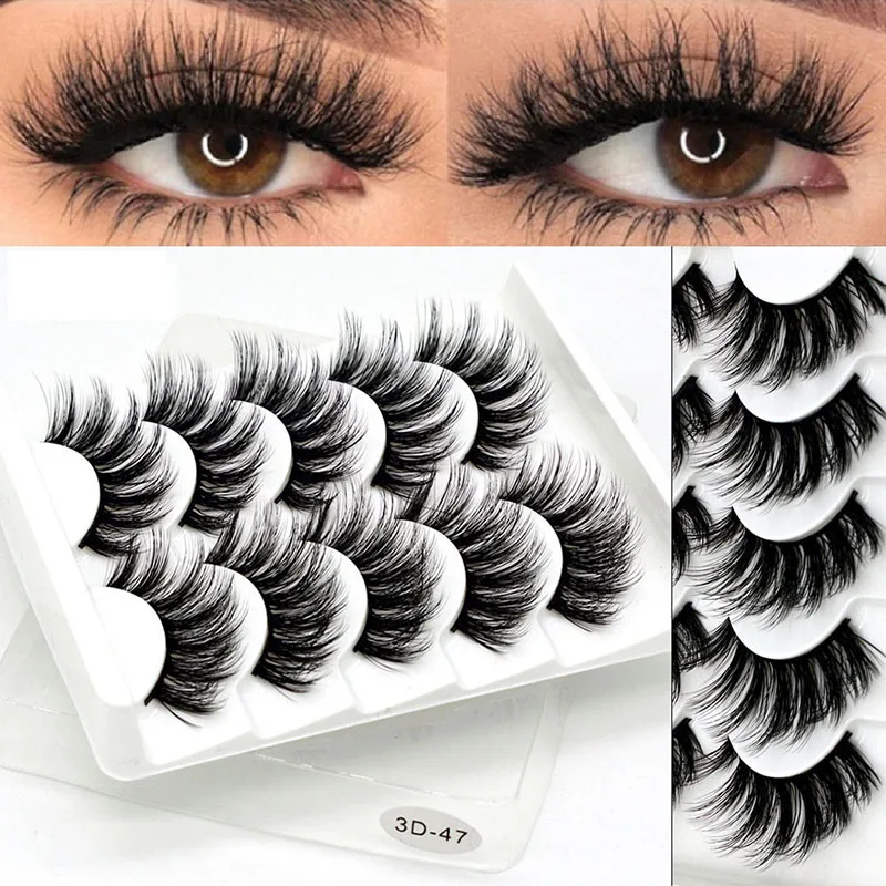 

Fashion Personality 5 Pairs of 3D False Eyelashes 3D Multilayers Eye Lash Extension Wispies Fluffy Long Thick Beauty Supplies