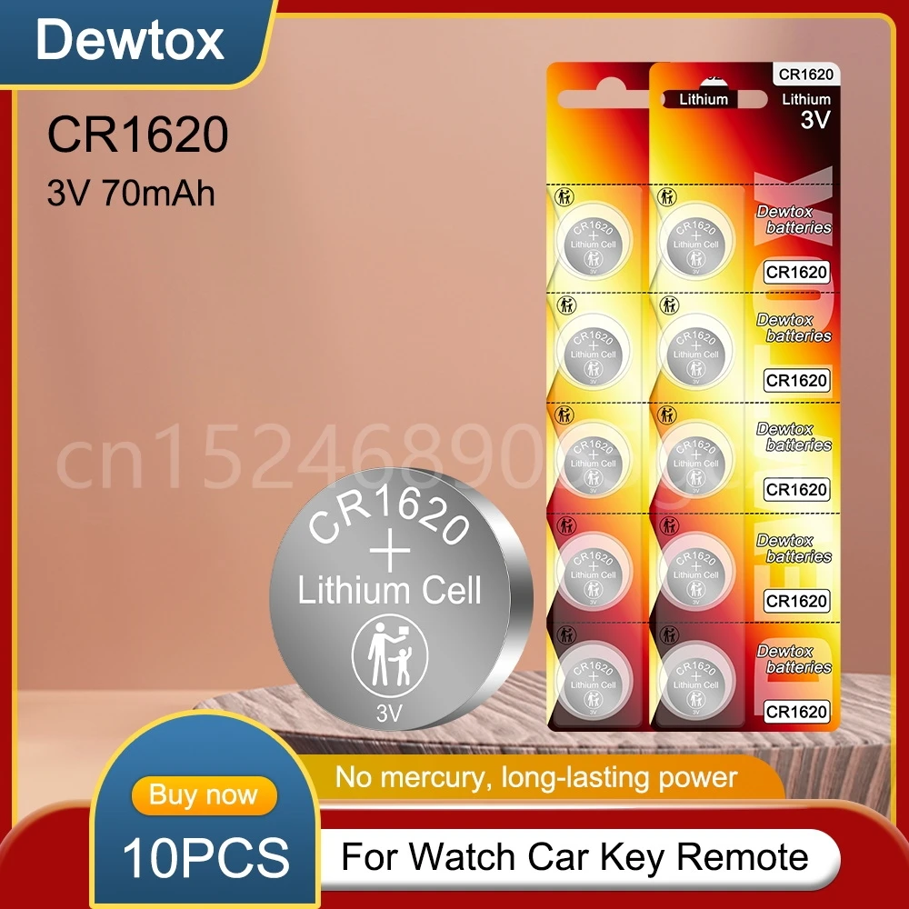 10 шт., Литиевые кнопочные батарейки CR1620 CR 1620 DL1620 BR1620 KCR1620 ECR1620 3V