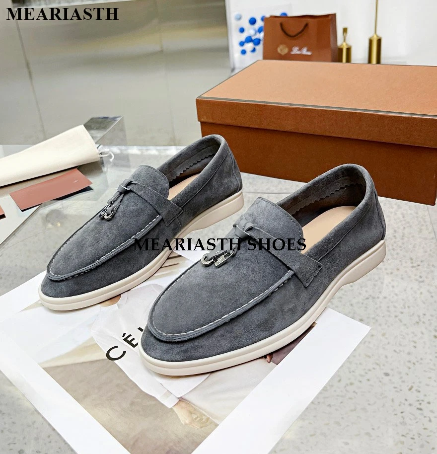 

Meariasth Cow Suede Moccasins Loafers Women Slip-On Flats Shoes 2022 Spring Genuine Leather Ballets Shoes For men Walking Shoes