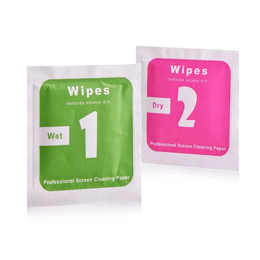 500set Wet Dry Wipes Cleaning Cloth for Tempered Glass Screen Protector for Camera Lens LCD Screens Dust Removal Papers
