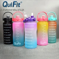 quifit 2l3 8l bounce cap gallon water bottle cup time stamp trigger no bpa sports phone holder fitnessoutdoor water bottle
