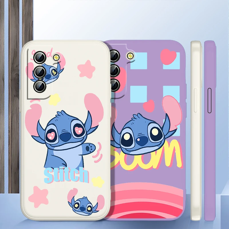 

Cartoon Lilo Stitch Phone Case For Samsung Galaxy S10 S10e S20 S21 S22 Plus Lite Ultra FE 4G 5G Liquid Rope Iuxury Silicone Soft