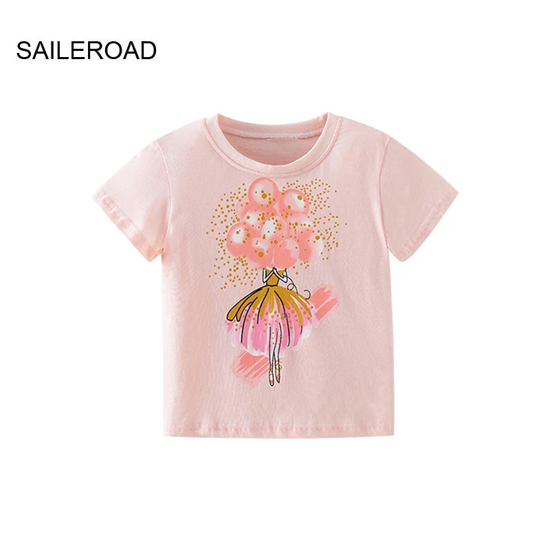 

SAILEROAD Summer T Shirt Cotton Short Sleeve Cartoon Balloon T-shirts Kids Tee Girls Tops Boys Children Clothes