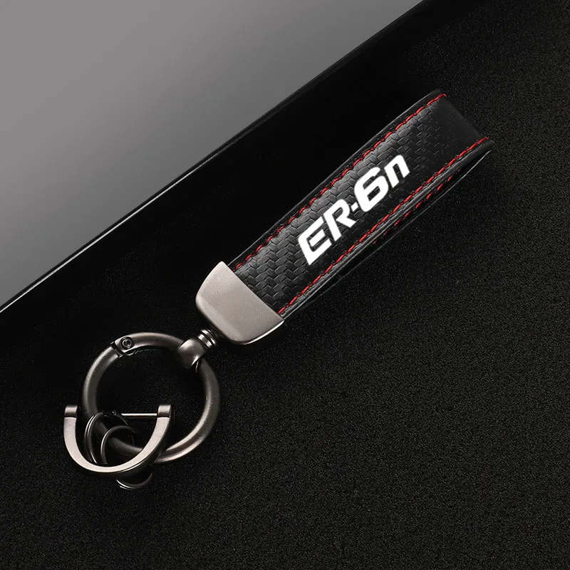 

Leather Motorcycles keychain horseshoe buckle jewelry key chain for Kawasaki ER6N ER-6N ER 6N with Logo Accessorie