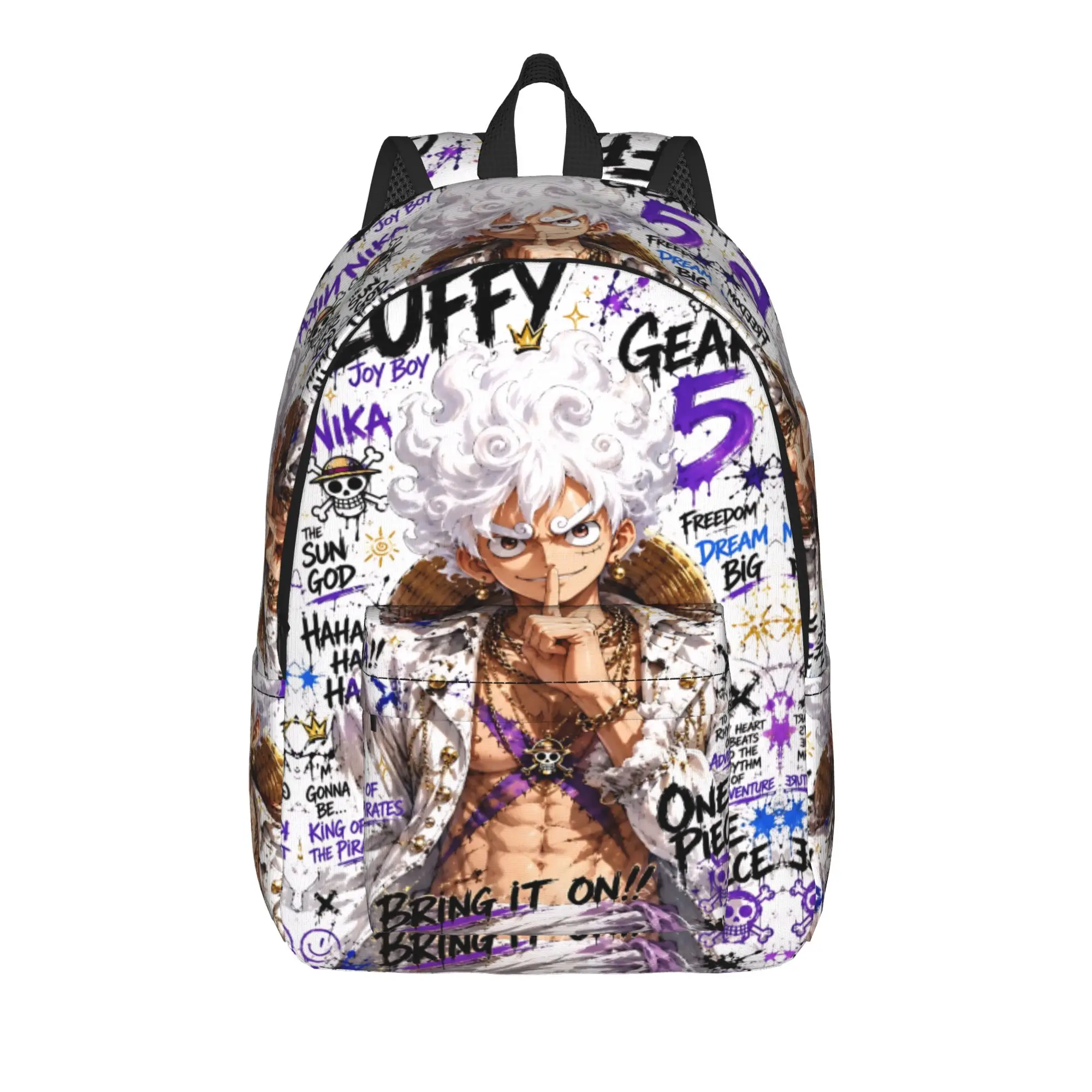 Фото Модный рюкзак Fashion One Piece Luffy Gear 5 Graffiti: крутой, ретро, моющийся, для кемпинга №1