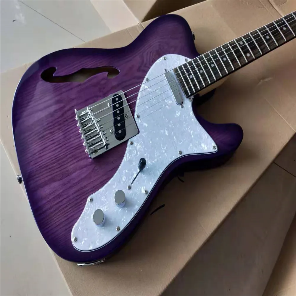 

TELE Electric Guitar Hot Purple Rose Wood Fingerboard Humbucker Pickups Black Pickguard High Quality Guitarar Free Shipping