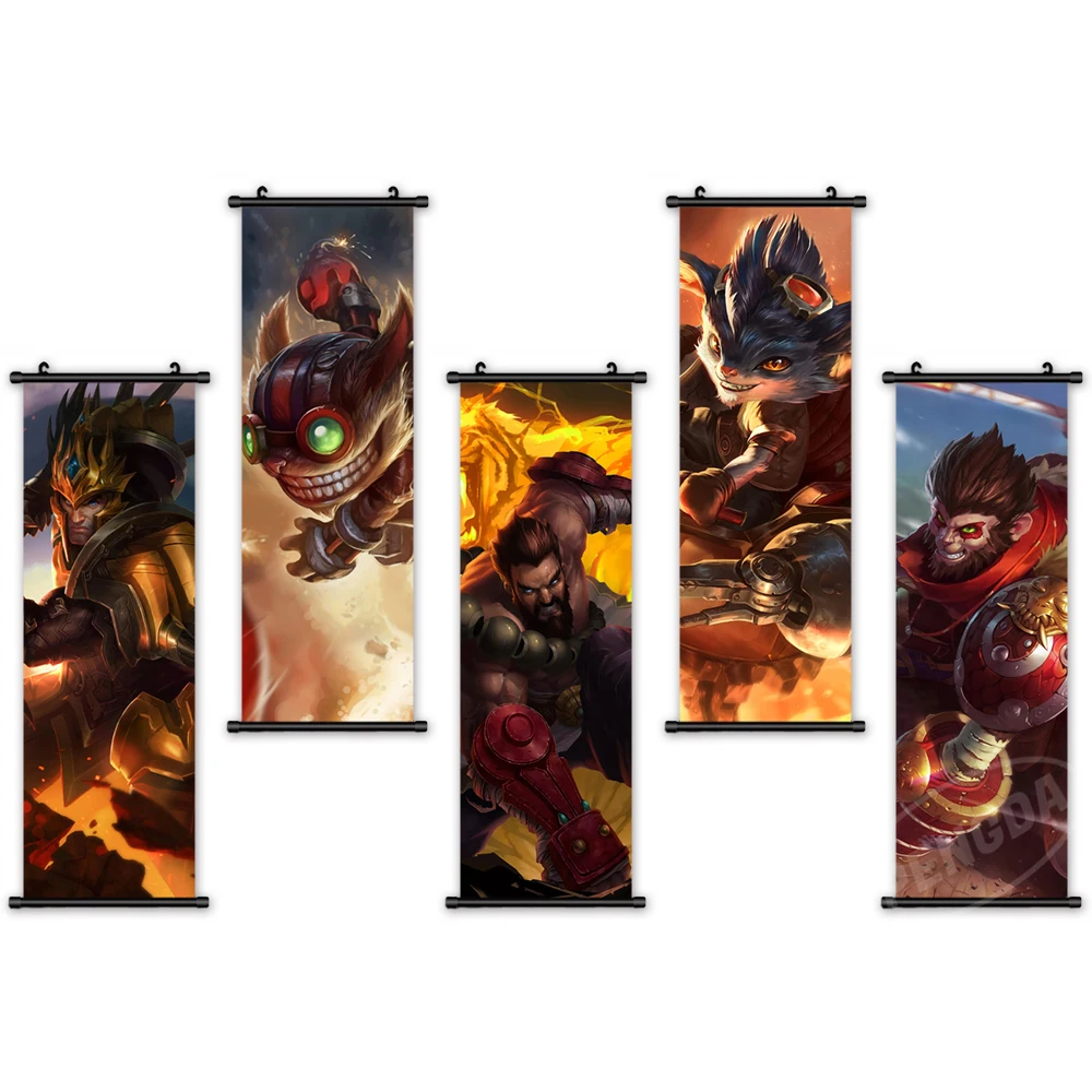 

Popular Online Game Role Home Decor Prints Wall Art LOL Game Poster Canvas Plastic Scroll Hanging Pictures Painting Living Room
