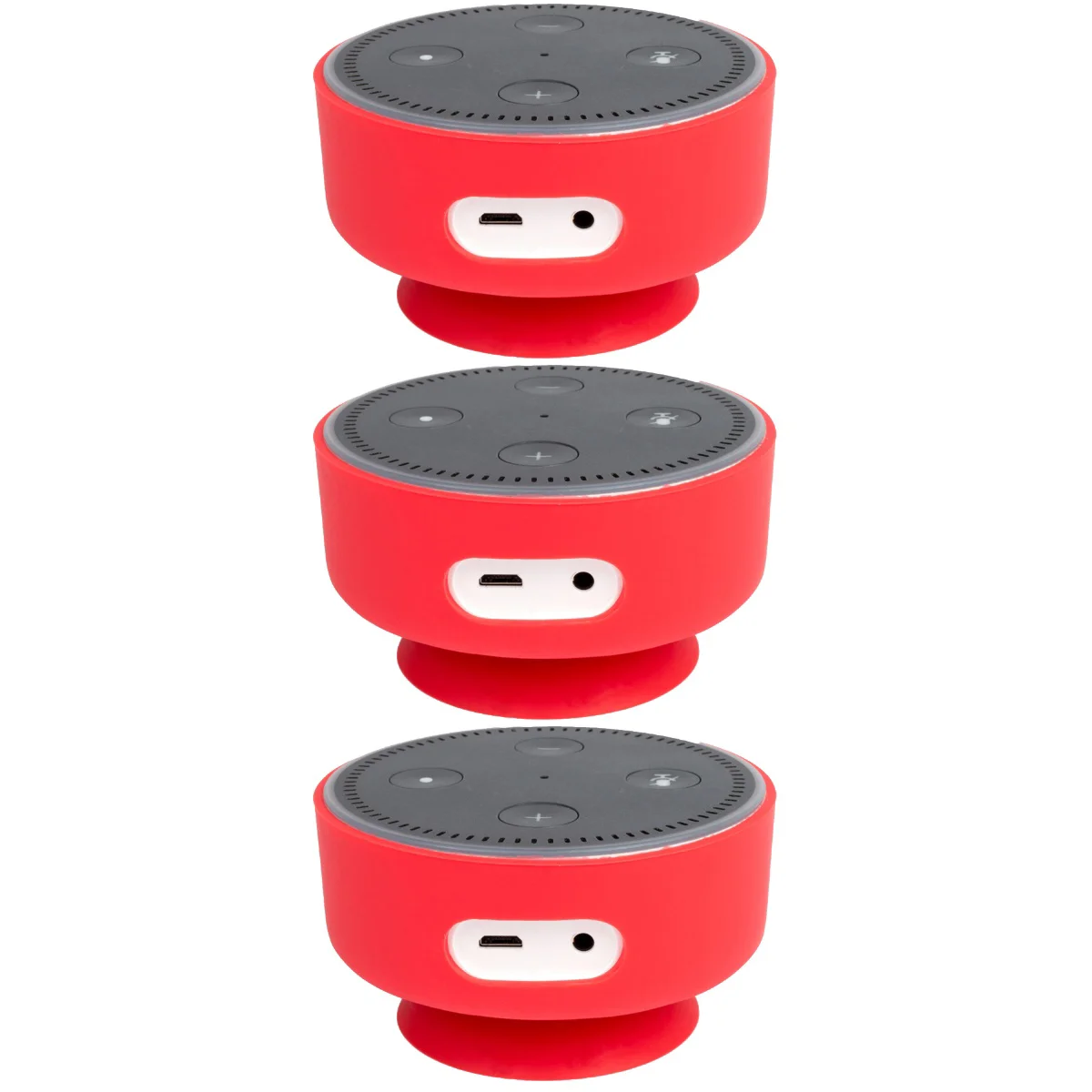 

3pcs Silicone Case Protable Protective Case Cover Skin with Suction Cup Base for 2 (Red)