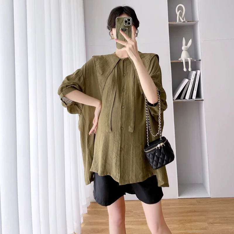 

Spring 2022 Maternity short sleeve shirt large size maternity dress2022