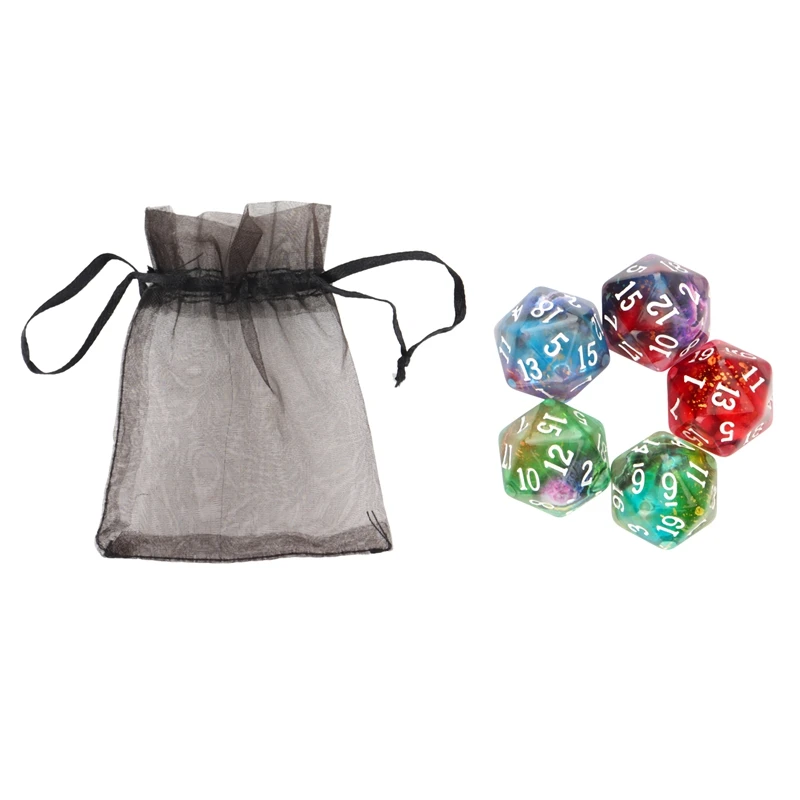 Polyhedral Dragon Eye 20 Sides Dice 5Pcs Set, Standard Size Of 20MM