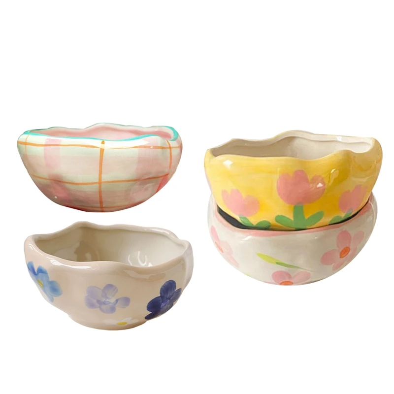 

Цветочная чаша ручной работы в японском стиле, необычная Милая керамическая чаша миска для духовки миска для овсяной каши
