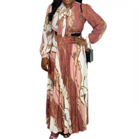 2022 new long sleeved printed pleated long dress spring and summer dashiki swing african dresses for women party ankara robes