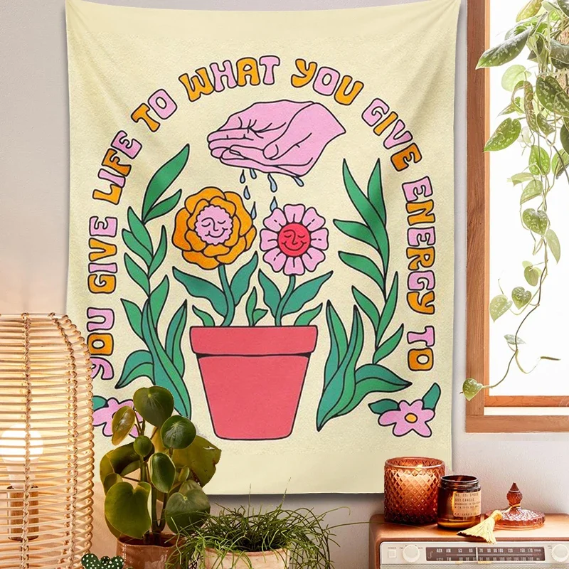Настенный Гобелен Ouija с изображением цветов и улыбки украшение для дома гостиной