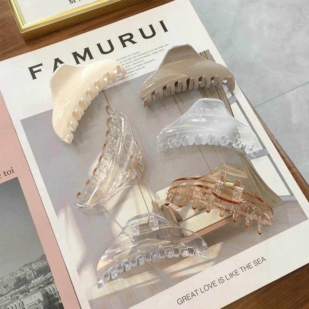 

Vintage Ornaments Fashion Girls Transparent Simple Geometric Ponytail Holder Hair Claws Crab Clips Hair Accessories