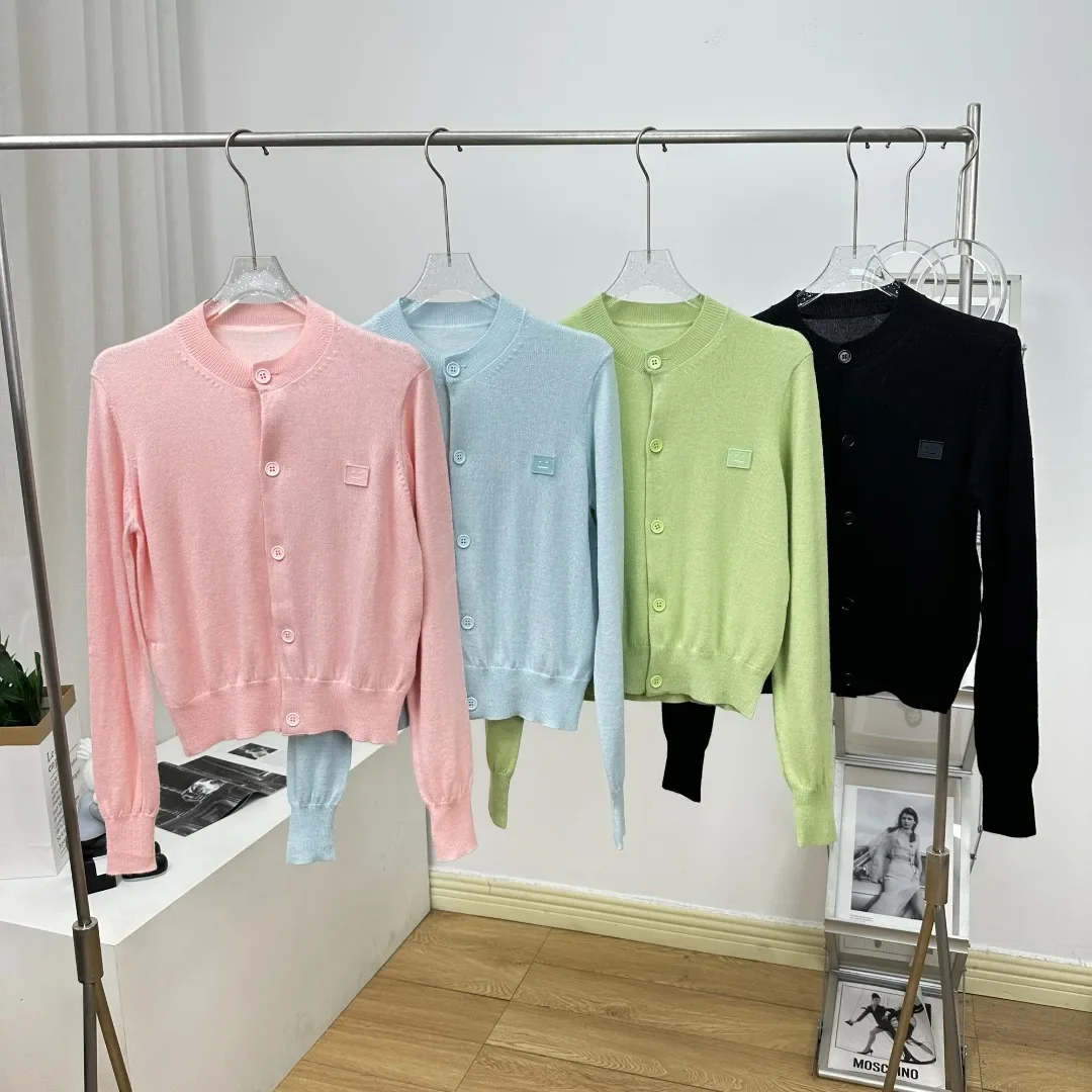 

Women Cardigan Embroidery Patch Single Breasted O-Neck Long Sleeve 4-Color Female Slim Sweater