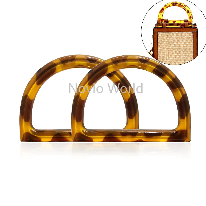 4-10PCS Amber Resin D Shape Bags Handles Handcrafted Handbags Straps Tote Purse Frame Replacement Bag Wrist Handmade Accessories images - 6