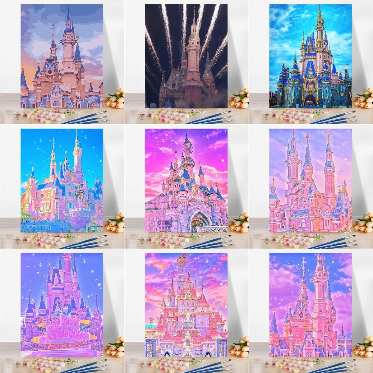 

Abstract Castle Painting By Numbers DIY Oil Coloring Paint By Numbers Set Gift Drawing By Numbers Canvas Decor New Arrivals