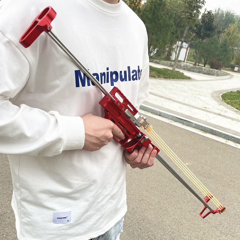 Высокоскоростная красная телескопическая Рогатка с длинным стержнем для