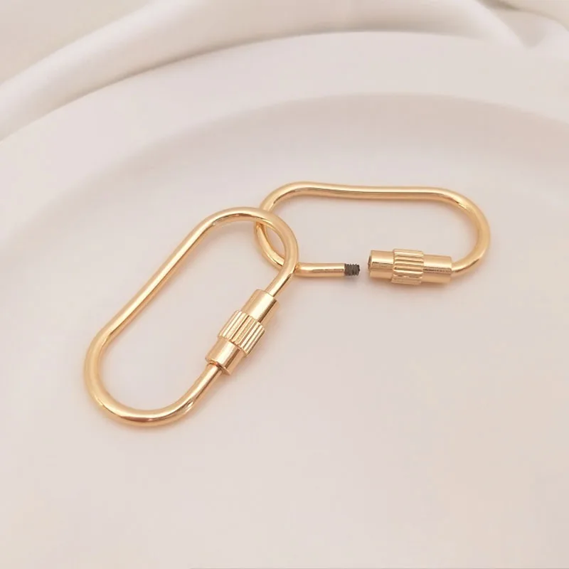 

1Pc Alloy 14K Oval Screw Buckle Openable Carabiner Keychain Bag Clips Hook Dog Chain Buckles Connector For DIY Jewelry Accessory