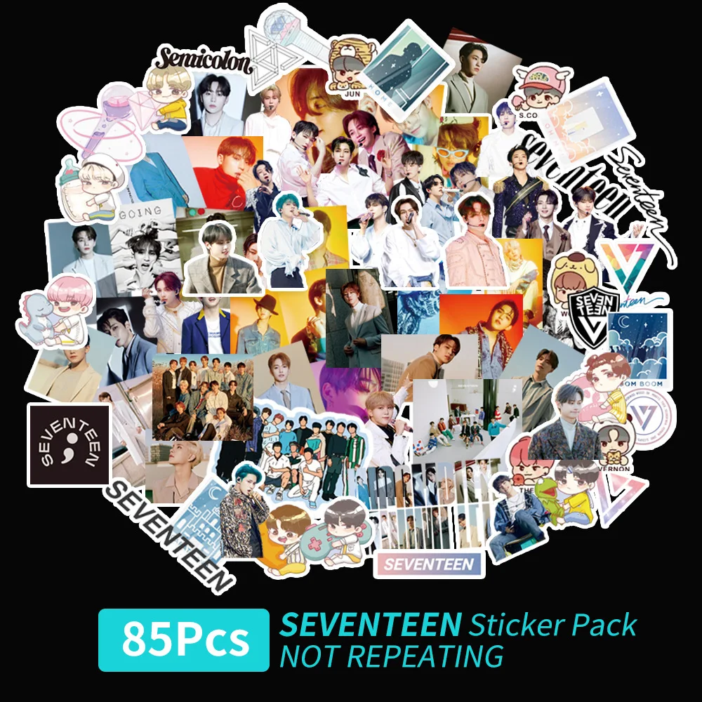 85pcs/set Kpop SEVENTEEN Character Stickers Cartoon SEVENTEEN Fashion Cute 17 sticker Prints Pictures Fans Gift
