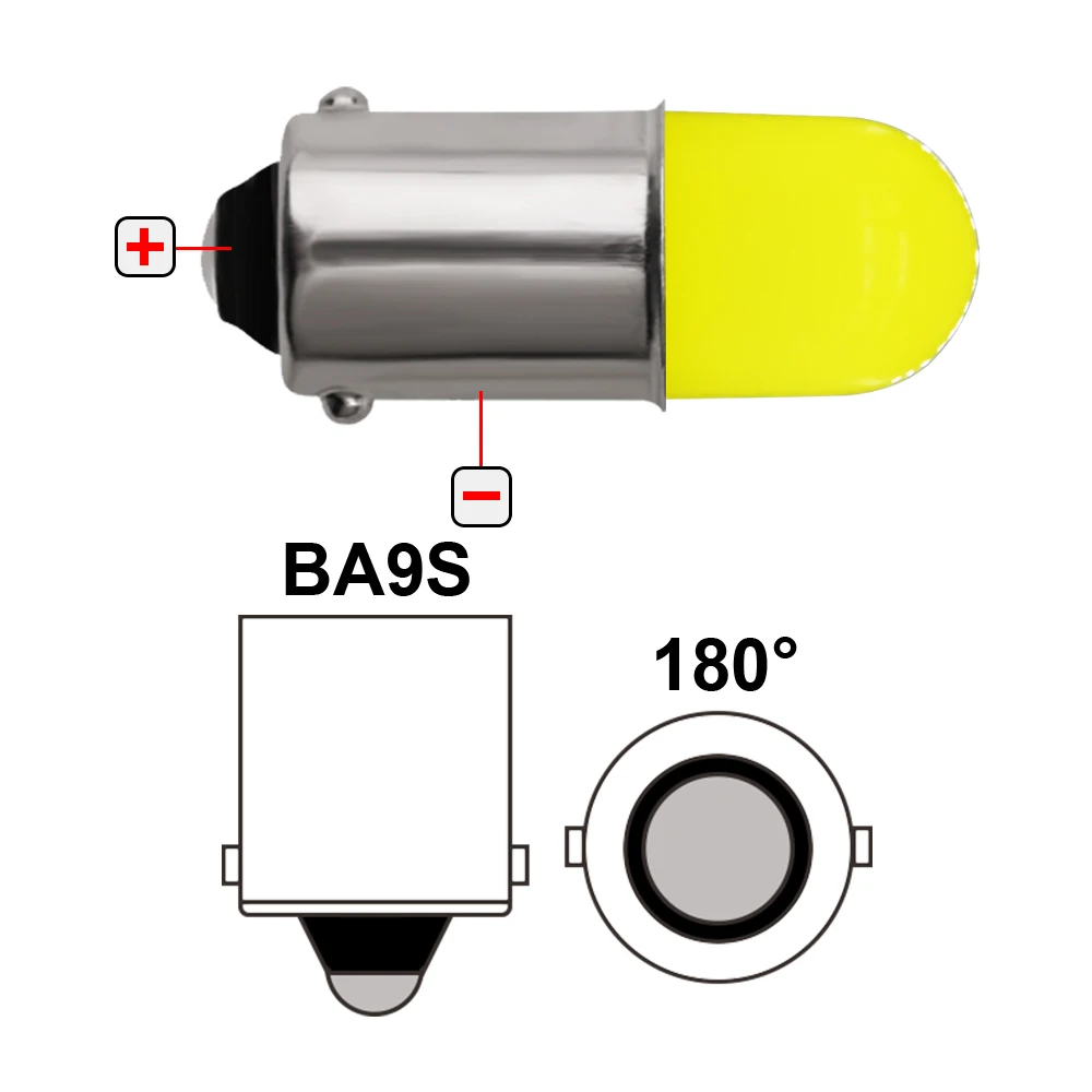 Светодиодная лампа BA9S 12929 COB 3D T4W для номерного знака 12 в пост. Тока - купить по