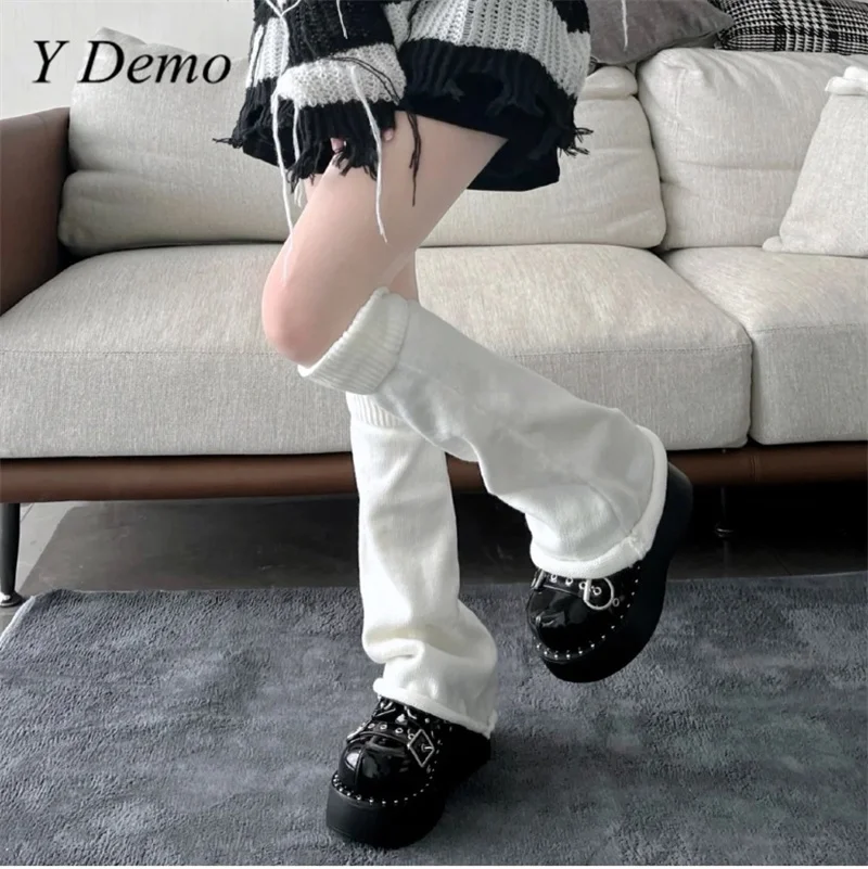 Y Demo Sweet Y2k Однотонные эластичные гетры вязаные ботинки Обложка Jk носки под форму