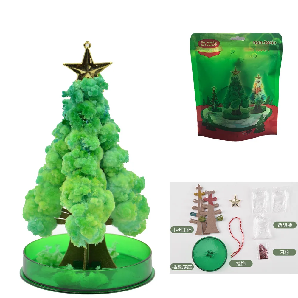 

2024 Magic Tree Colorful Christmas Tree Magical Watering Paper Tree Can Bloom and Crystallize Creative Christmas Gifts